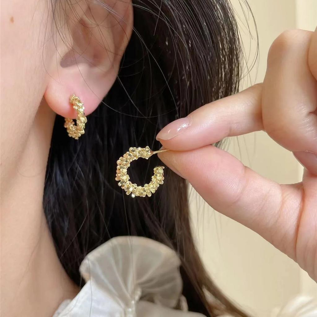 LATS New Fashion Trend Unique Design Elegant Exquisite Irregular C Shape Earrings Female Zircon Party Premium Gift Wholesale
