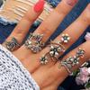 European and American Hit Fashion; Individualistic Retro Antique Silver Hollow Carving Ring 4-piece Set Ring Set