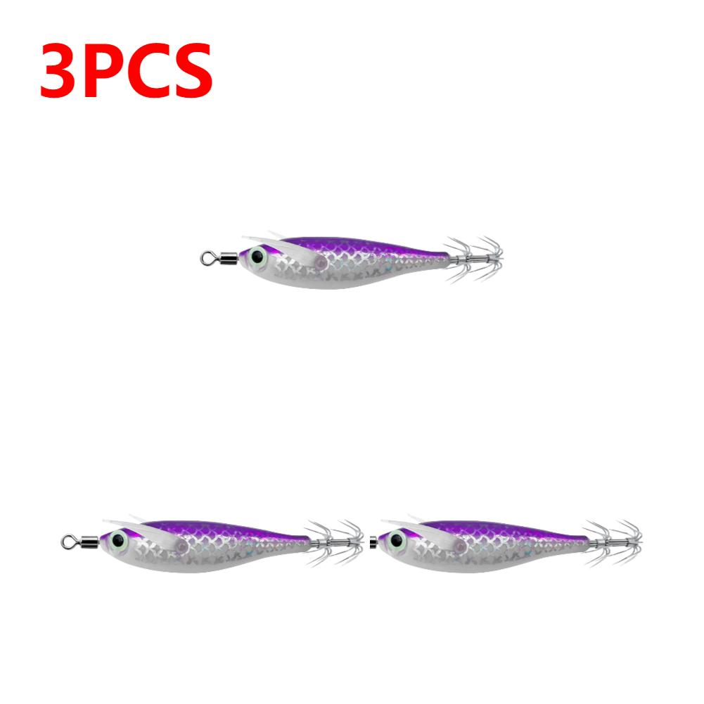 1-3 Stück leuchtender Tintenfischköder Haken Salzwasser Angelköder Künstliches Ei Holzgarnele Köder Meeresfischen Oktopus Sepia Tintenfischköder