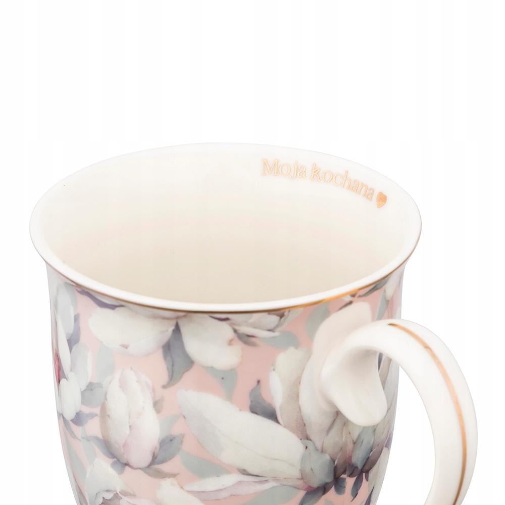 Porzellanbecher auf Fuß Blumen elegant Für Sie Rosa 320ml 1Stk