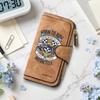 Vintage Skull Print Long Wallet Biker Style Multi Card Holder Purse