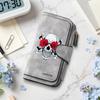 Gothic Skull Rose Long Wallet Fashion Bifold Multi Card Holder Purse