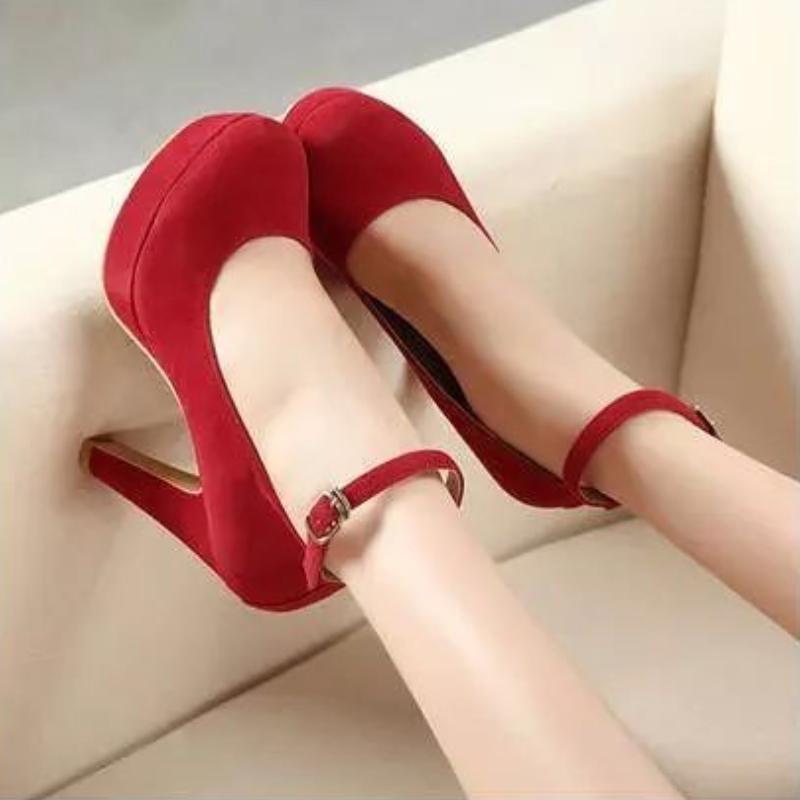Trendy High Heel Single Shoes 2024 Autumn New Collection Simple and Sexy Buckle Solid Color Temperament High Heel Women's Shoes