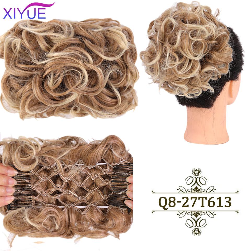 LARGE Comb Clip In Curly Hair Extension Synthetic Hair Pieces Chignon Women Updo Cover Hairpiece Extension Hair Bun