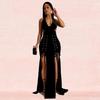 Women's Halter Backless Sexy Slit Long Dress - European and American Fashion