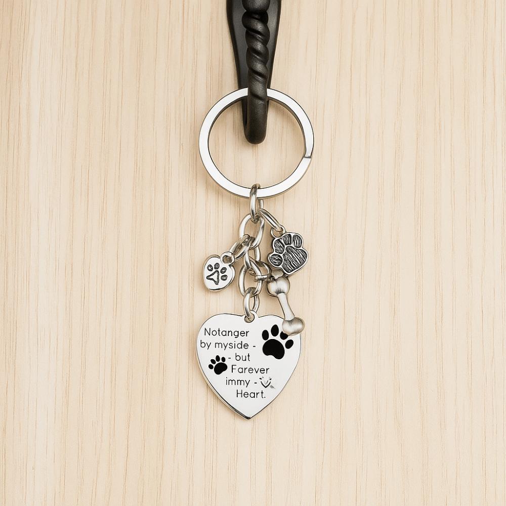 Stainless Steel Dog Tag Key Chain Love Heart Pet Animal Keyring  Pet Memorial