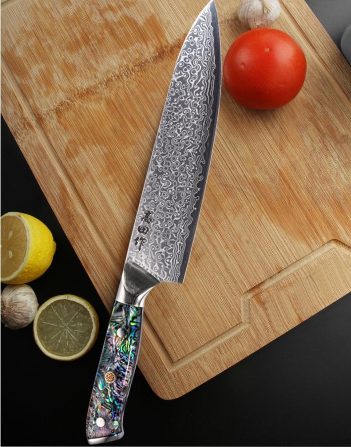 8 Inch Chef Knife 67-layers Damascus Steel 10Cr15CoMoV Blade Abalone Shell Handle Slicing Vegetables Cleaver Meat Kitchen Knives