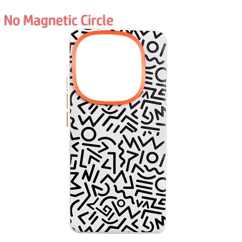 Graffiti Case For iQOO 13 Z10 Turbo Pro Magsafe Metal Raised Lens Frame Protection Anti-slip Grip Plain Vegan Leather Cover