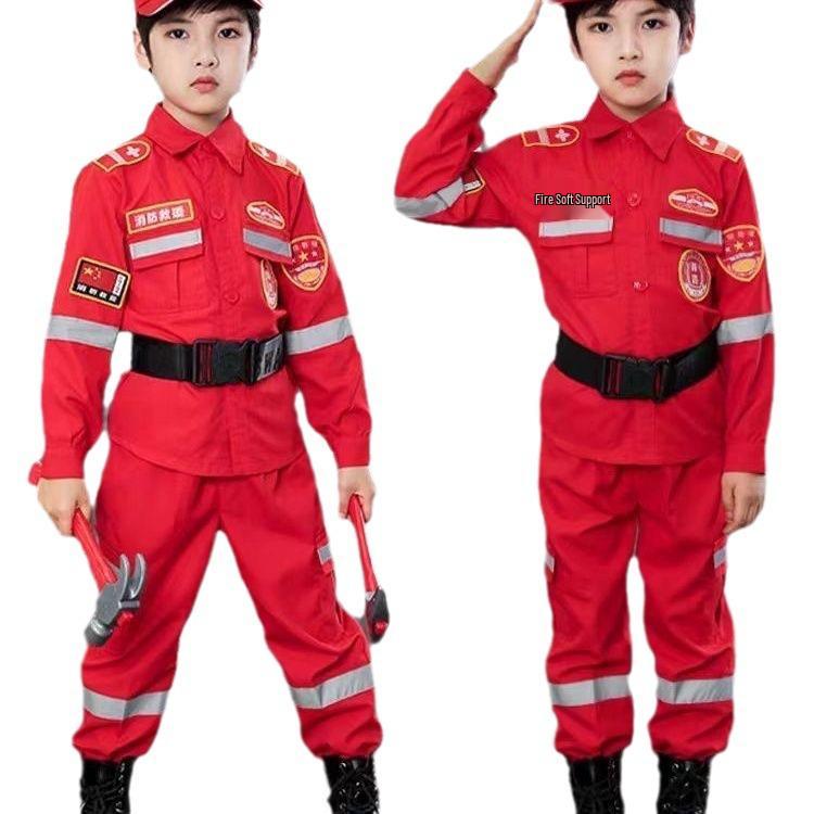 Kids' Firefighter Costume: Halloween Cosplay & Performance Set