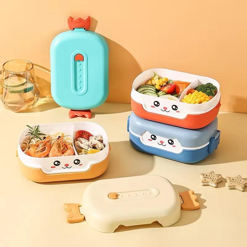 Boîte à lunch Bento rectangulaire en plastique étanche pour enfants, motif dessin animé, contenant alimentaire portable pour micro-ondes, boîte à lunch pour écoliers