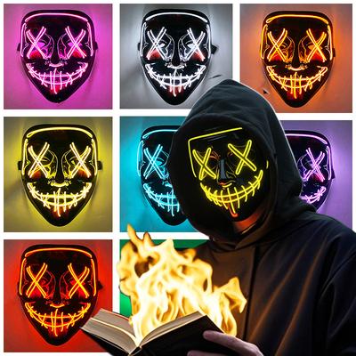 Halloweenské hororové masky zabijáka cosplay LED svítící bezdrátová maska Purge Světelná maska na karnevalovou párty do pokoje, auta, dekorace