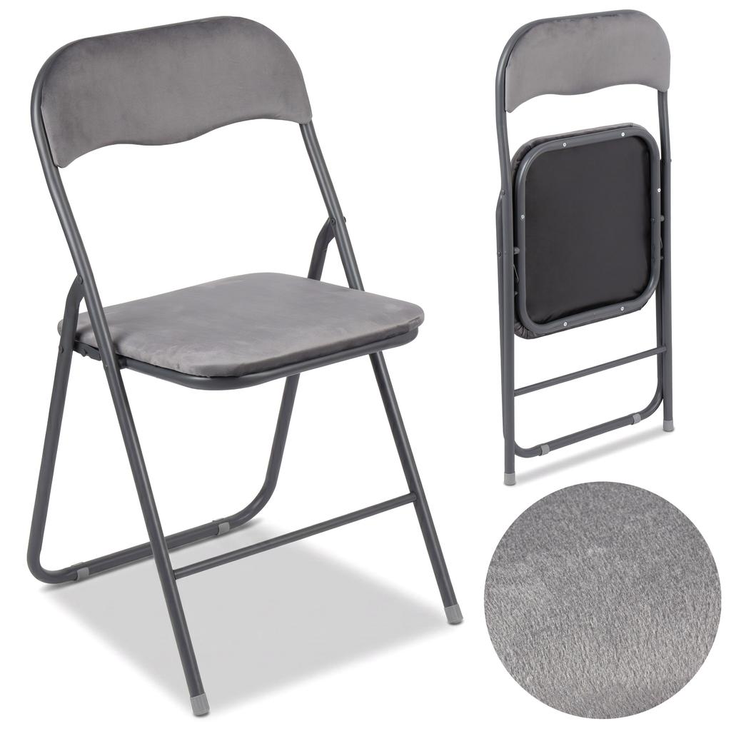 Basico Folding Chair Graphite Velvet