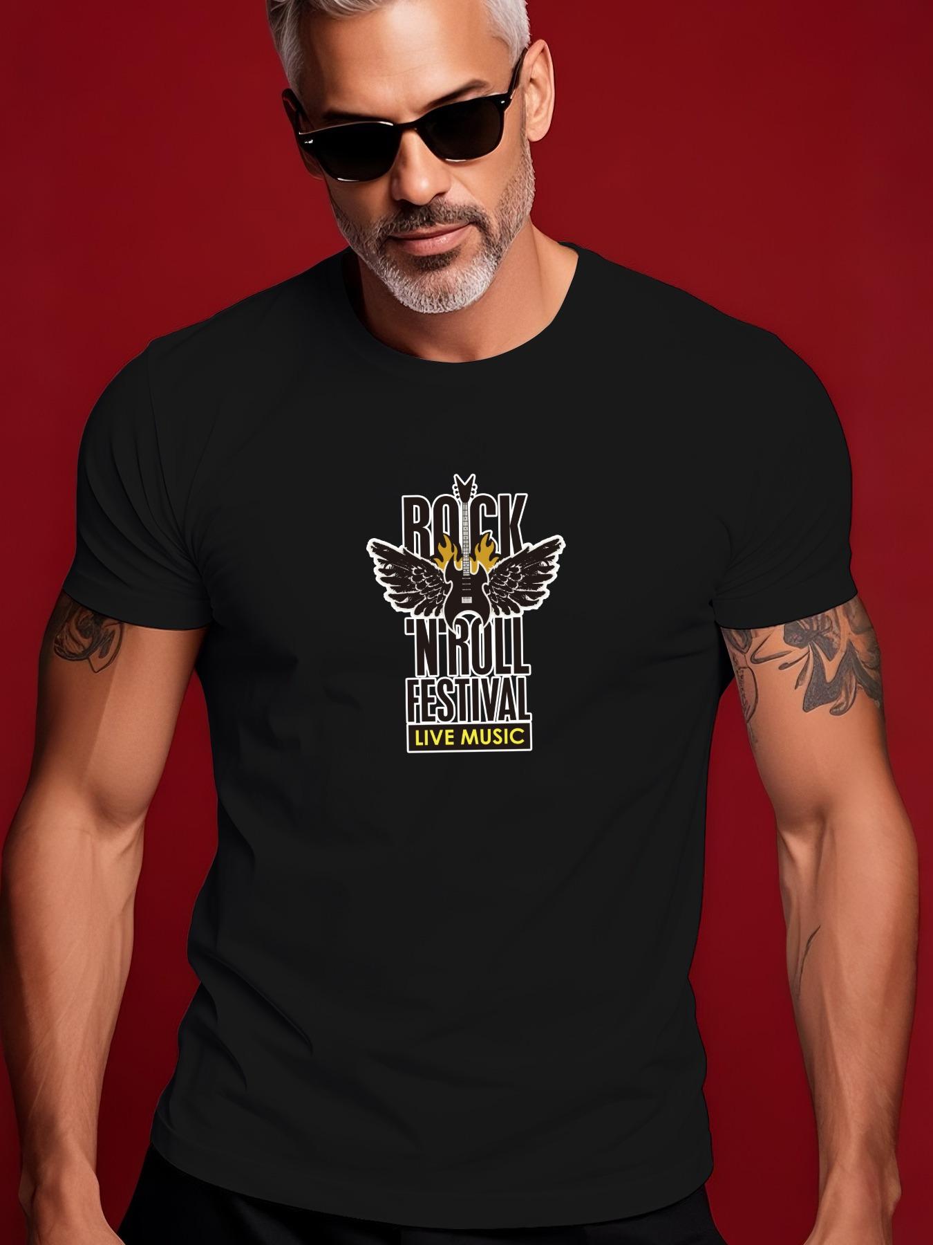 Rock n Roll Graphic Tshirt - MAROON Tee for Concerts XL