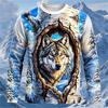 Funny 3D Eagle Print T Shirt For Men Autumn Casual O-neck Long Sleeve T-shirt Fashion Animal Pattern Loose Tops Street Clothing