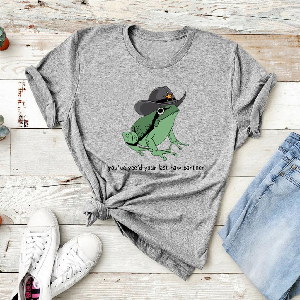 You Just Yee'd Your Last Haw T Shirt Cowboy Frog Meme T-shirt Unisex Graphic T Shirts Short Sleeve Streetwear Aesthetic Clothes