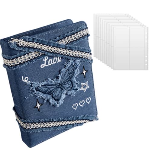 

Acrqq Trading Card Case, Korean Favorites File Album, A5 6-Ring Binder, Holds 160 3-inch Photos, Portable, Large Capacity, Cute Gift (Butterfly Patter