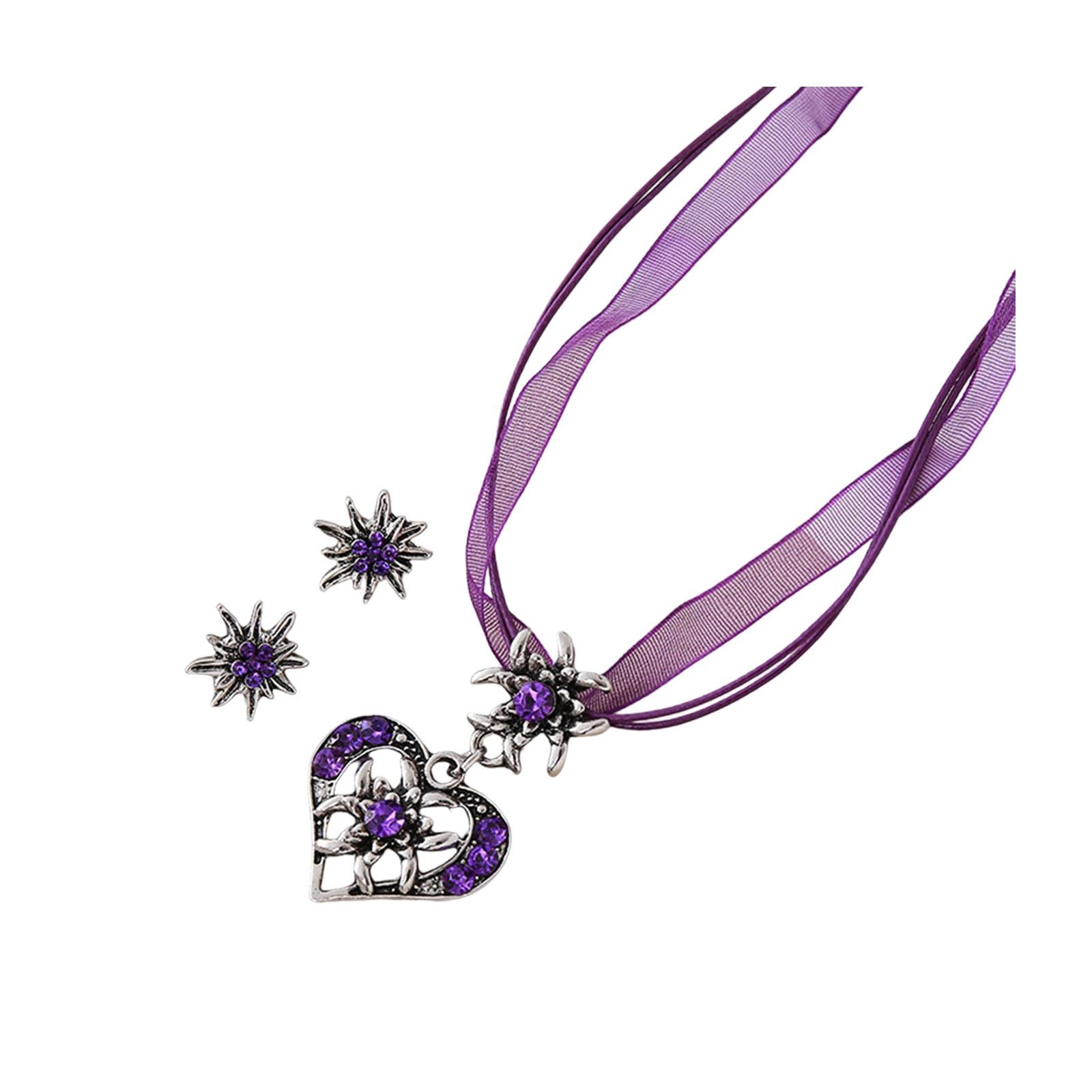 

3 Piece Traditional Clothing Jewelry Set, Snowflake Necklace And Earrings One Size синий