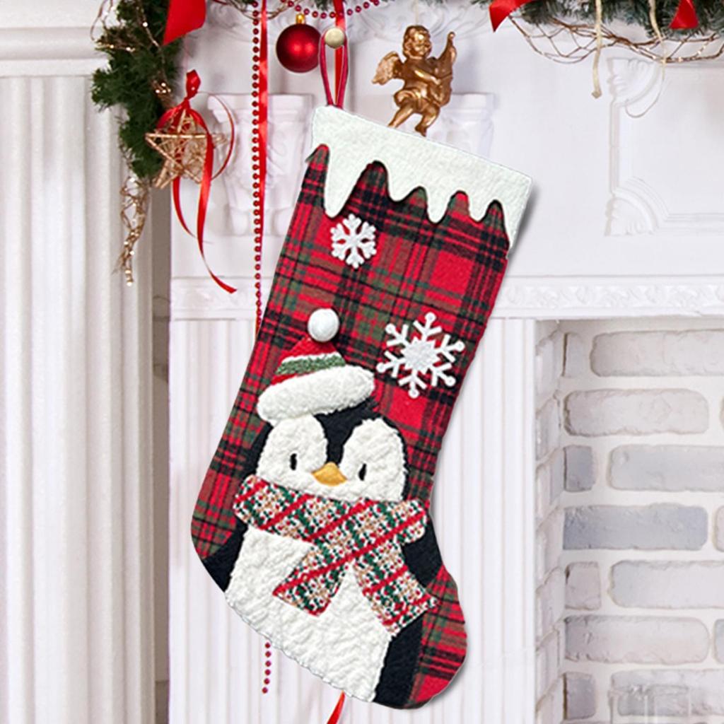 1pc 3D Printing Christmas Theme Stockings Santa Claus Snowman Bear Penguin Stockings Christmas Hangable Stocking Decorations
