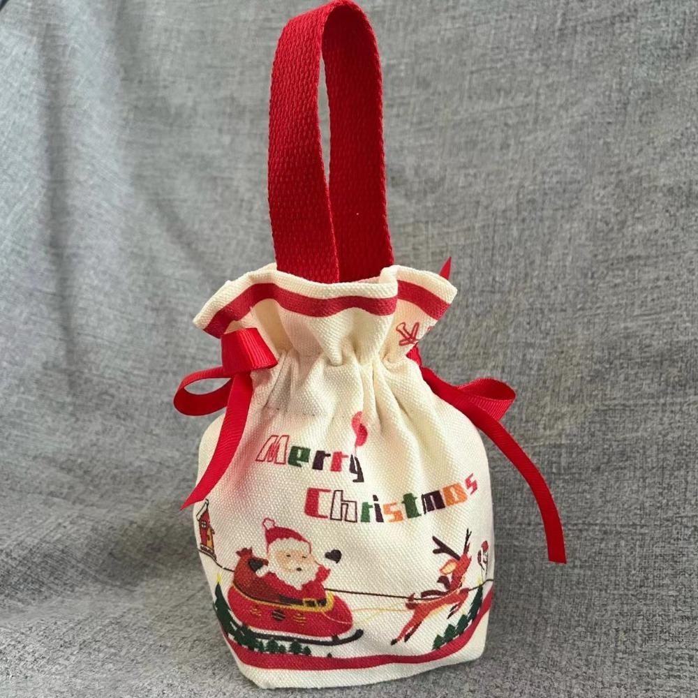 3 pcs Cloth Santa Claus Handbag Funny Fruit Packaging Box Christmas Candy Gift Bags Party Favors