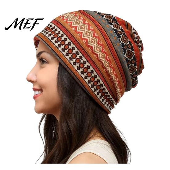 Colorful Geometric Pattern Hat Women's Geometry Print Slouchy Hat, Casual Soft Stretch Skull Shopping Dating Headpiece Cap, Warm Cancer Chemo