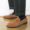 Mode Helt Nya Sommar Herr Spetsiga Andningsbara Casual Business Loafers Trendiga Herr Frostat Läder Bekväma Anti-Slip Bönskor