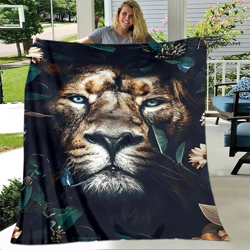 3D Lion Printed Blanket Picnic blanket blankets for beds Flange Warm blanket Home travel blankets bed linings birthday gift