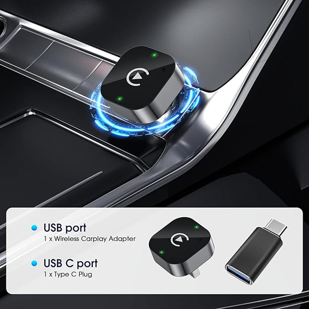 Wireless Carplay Adapter Android Auto 2026 Upgrade Wired CarPlay to Wireless,2-in-1 Mini USB Design with Fast Stable Connectio