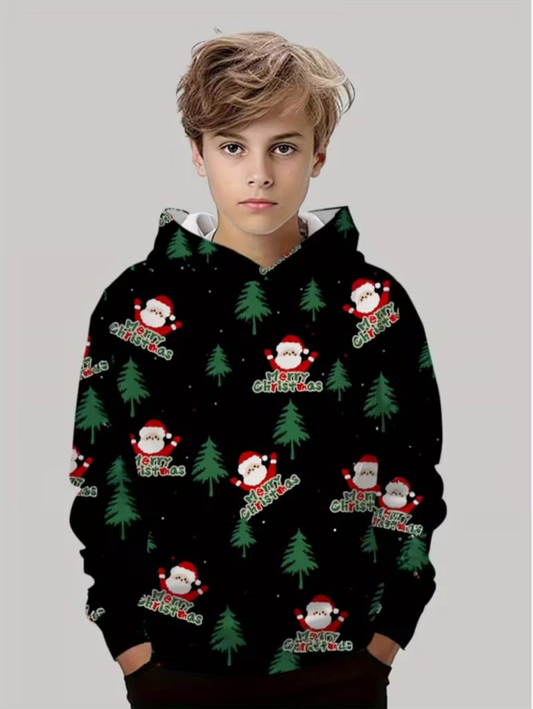 New Christmas Hoodies for Kids Sweatshirts New Year Fashion Sweatshirts Casual Streetwear Santa Claus Kids Clothes Children Top