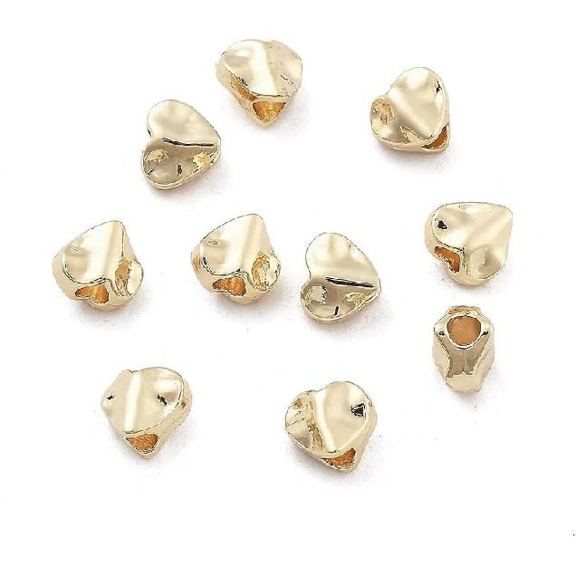 LiQunSweet 20 Pcs 18K Gold Plated Heart 304 Stainless Steel Beads Lovely Heart Spacer Loose Beads for Valentine's Day Gifts DIY Jewelry Craft