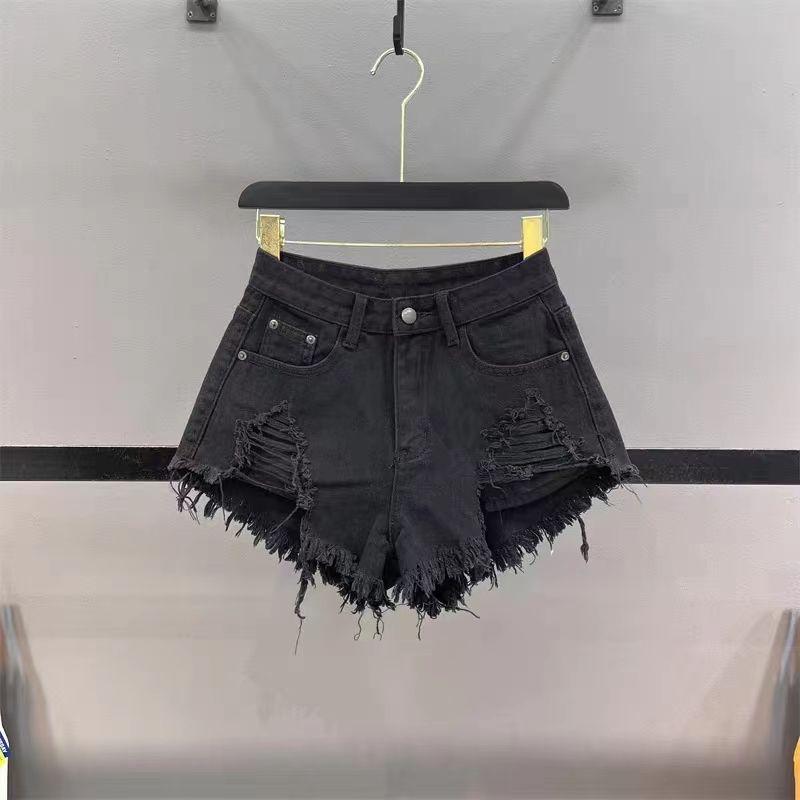 

Y2g Millennium Fashion Low Waist A- line Raw Edge Denim Shorts Black S