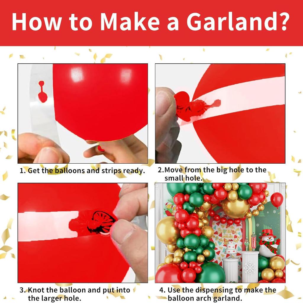 115pcs red and green latex balloon wreath set, suitable for Christmas and birthday decoration