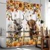 Landhaus Badezimmer Duschvorhang Dekorativ Kuh Sonnenblume Blume Kürbis Herbst Polyester Badewannenvorhang