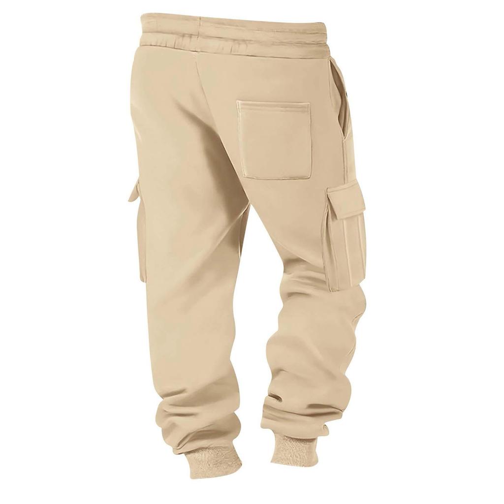 Men's Solid Color Multi-Pocket Drawstring Overalls Men's Casual Drawstring Overalls