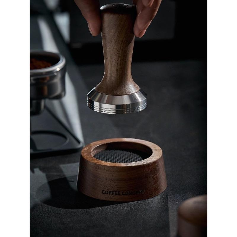 North American Wind Walnut Base Coffee Utensil Storage Seat Solid Wood Multifunctional Powder Dispenser Powder Hammer Set