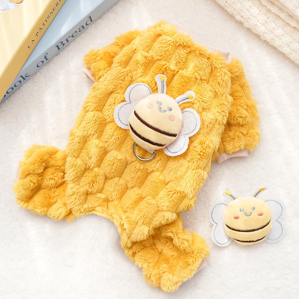 New Four-legged Plush Bee Can Lead Pets, Dogs, Cats, Clothing Supplies, Autumn and Winter Warm Thickened Teddy