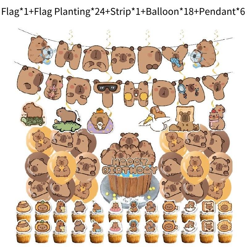 Charming Capybara Party Supplies With Colorful Balloons And Eye-catching Banners For Celebrations