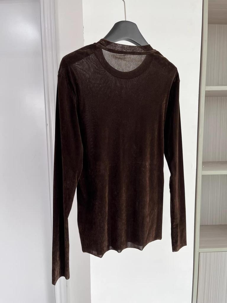 Trendy Velvet Slimming Long Sleeve Round Neck T-shirt - Autumn & Winter Fashion
