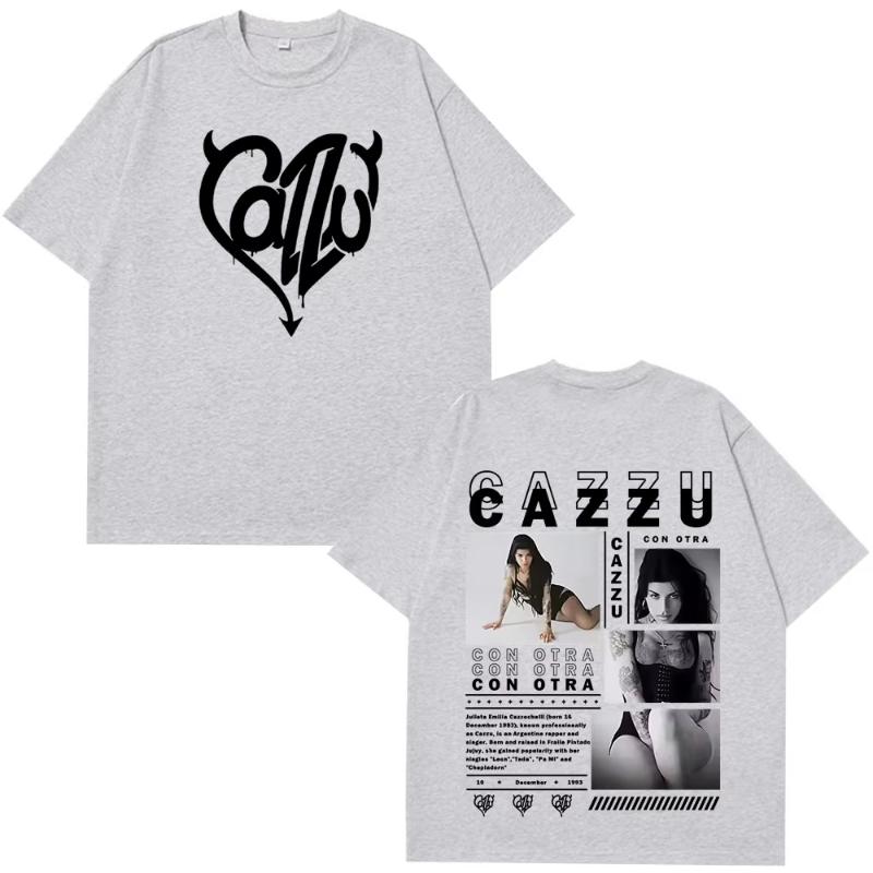 Singer Cazzu Con Otra New Album Vintage Tshirt Unisex Unisex Loose Casual Tshirt Cotton Aesthetic High Quality Oversized Tshirtss