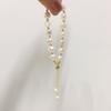 8-9mm Baroque Natural Freshwater Pearl Bracelet Adjustable Sliding Pull Chain with Tassel Pearl Elegant Women Hand Jewelry Bulk
