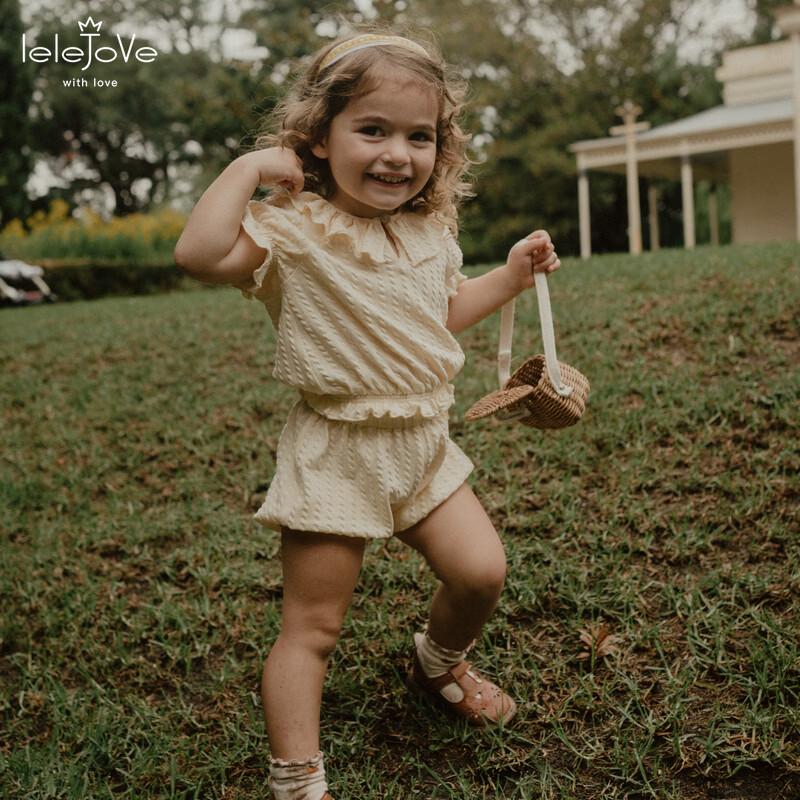 LELE JOVE Girls  Ruffle Hem Bubble Cotton Shorts 110