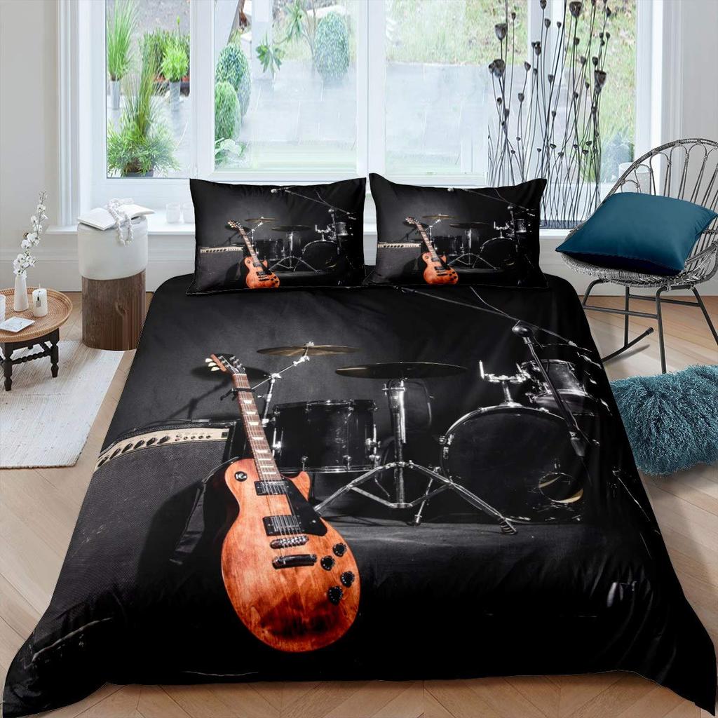Guitar Duvet Cover Set Rock Pop Music Twin Full Queen King Size Bedding Set Stringed Instruments Comforter Cover Bedroom Decor