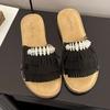 Fashion Tassels Women Flats Slippers Crystal Summer Shoes Casual New Sandals 2025 Fashion Woman Flip Flops Beach Slides Zapatillas Mujer