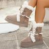 Non Slip Thick Bottom Furry Snow Boots Women 2025 Winter Pearl Bead Fluffy Fur Ankle Boots with Platform Warm Plush Suede Shoes