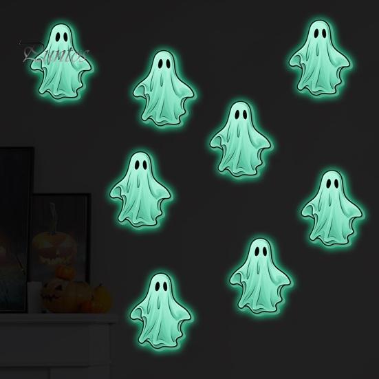 Halloween Home Decoration Gifts Luminous Ghost Wall Stickers for Decoration, Glow in The Dark PVC Decals Windows And Glass Doors, Removable Waterproof