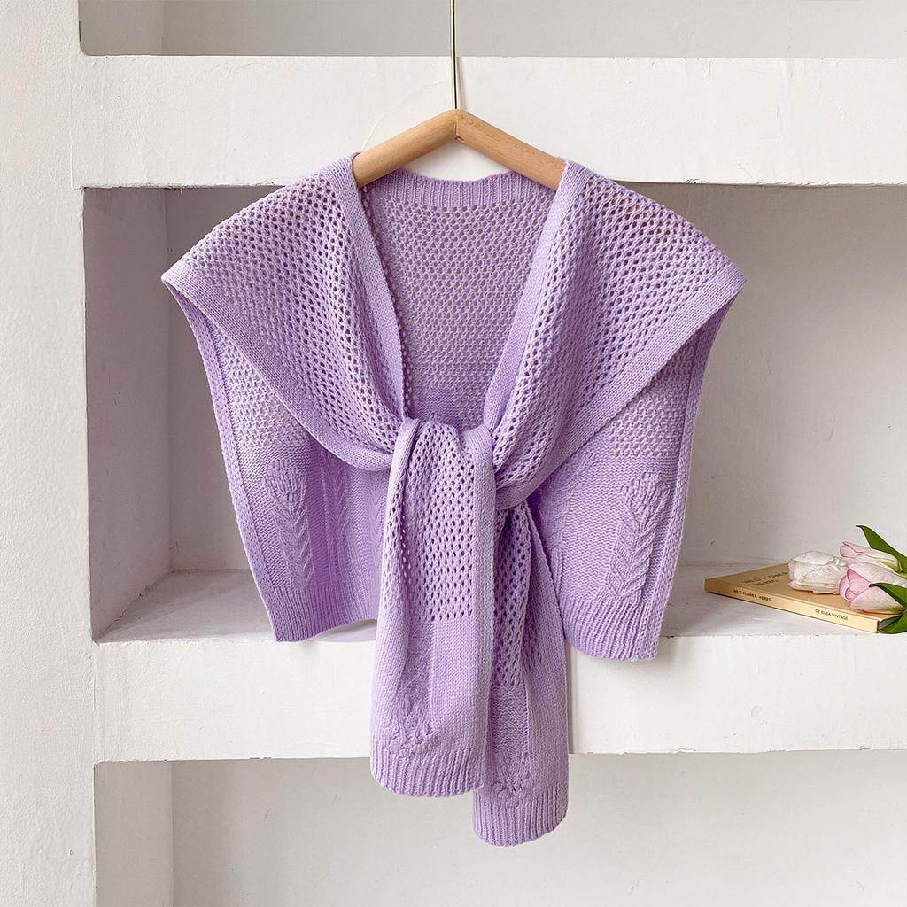 New Solid Color Knitted Shawl Scarf Women High-end Capes With Shirts Fashion Thin Neck Protectors For Spring and Autumn