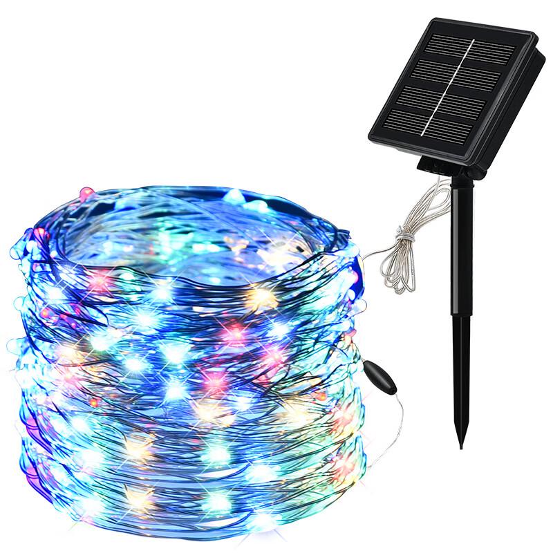 Solar Powered Copper Wire LED String Lights, 8 Modes