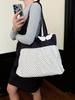 Korean Polka Dot Pleated Canvas Tote Bag - Women's Summer Sweet Style, Single Shoulder, Large Capacity