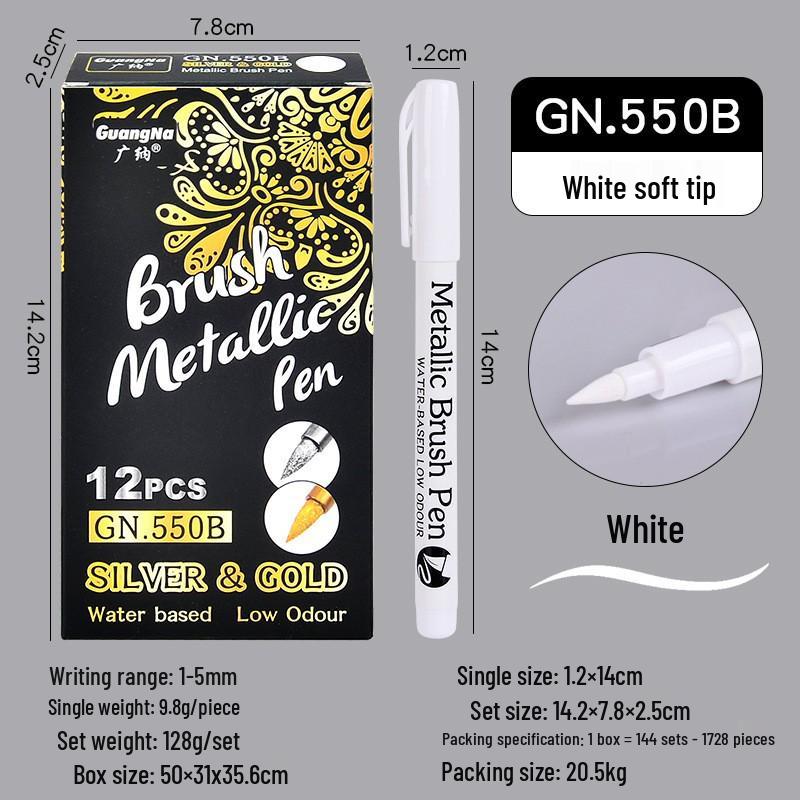 

GN550B Metallic Color Soft Tip Markers - Gold, Silver, Copper Bristle Graffiti Pens