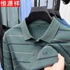 Hengyuanxiang Men's Striped Long Sleeve Polo Shirt