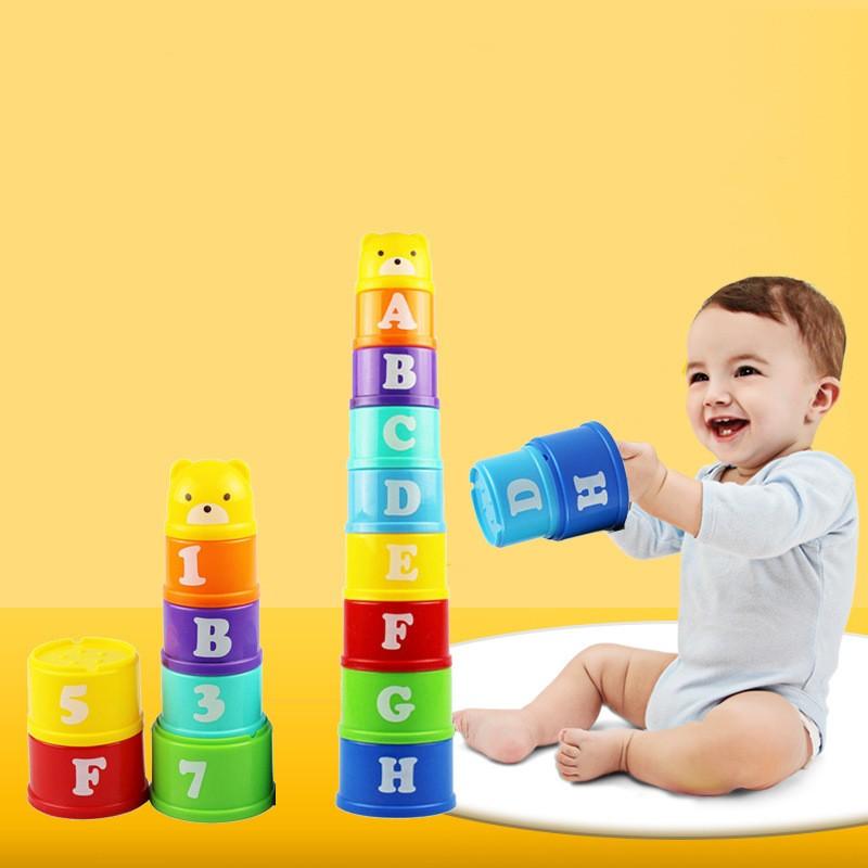 Numerical letters Stacked Cup Beach toys 9 cups Bathing toys Baby educational toys Bear shape Baby gift